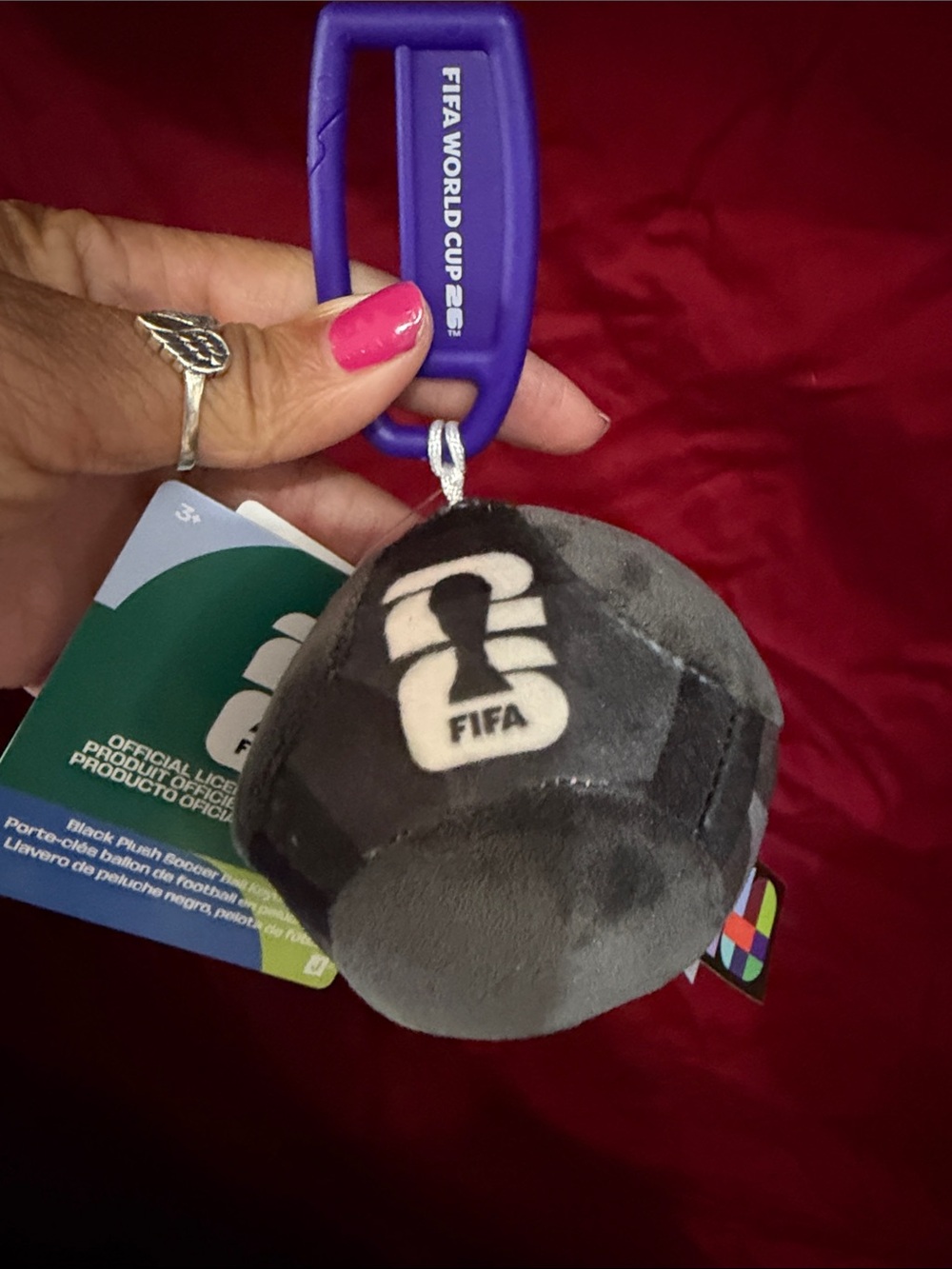 FIFA Gray Plush Soccer Ball Keychain with Blue Clip